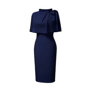 AISIZE Women's Vintage 1940s Half Collar Batwing Cape Party Pencil Dress